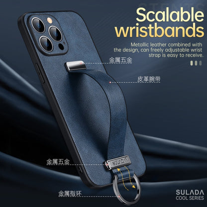 For iPhone 13 Pro Max  SULADA Cool Series PC + Leather Texture Skin Feel Shockproof Phone Case(Blue)