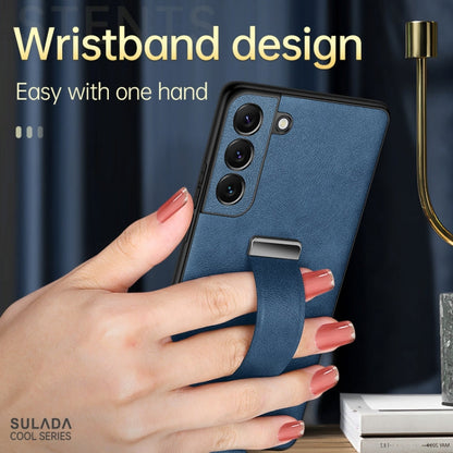 For Samsung Galaxy S22+ 5G SULADA Cool Series PC + Leather Texture Skin Feel Shockproof Phone Case(Blue)