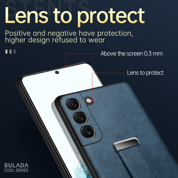 For Samsung Galaxy S22+ 5G SULADA Cool Series PC + Leather Texture Skin Feel Shockproof Phone Case(Blue)