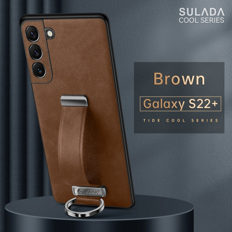 For Samsung Galaxy S22+ 5G SULADA Cool Series PC + Leather Texture Skin Feel Shockproof Phone Case(Brown)