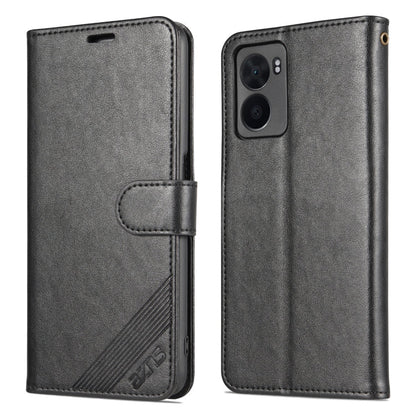 For OPPO A57 5G/Realme Q5i/Realme V23 AZNS Sheepskin Texture Flip Leather Phone Case(Black)