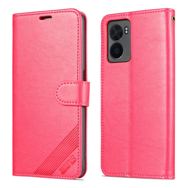For OPPO A57 5G/Realme Q5i/Realme V23 AZNS Sheepskin Texture Flip Leather Phone Case(Red)