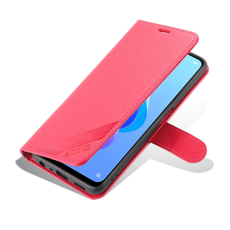 For OPPO A57 5G/Realme Q5i/Realme V23 AZNS Sheepskin Texture Flip Leather Phone Case(Red)