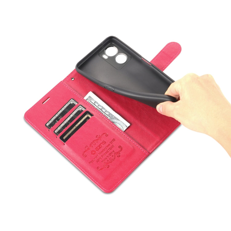 For OPPO A57 5G/Realme Q5i/Realme V23 AZNS Sheepskin Texture Flip Leather Phone Case(Red)