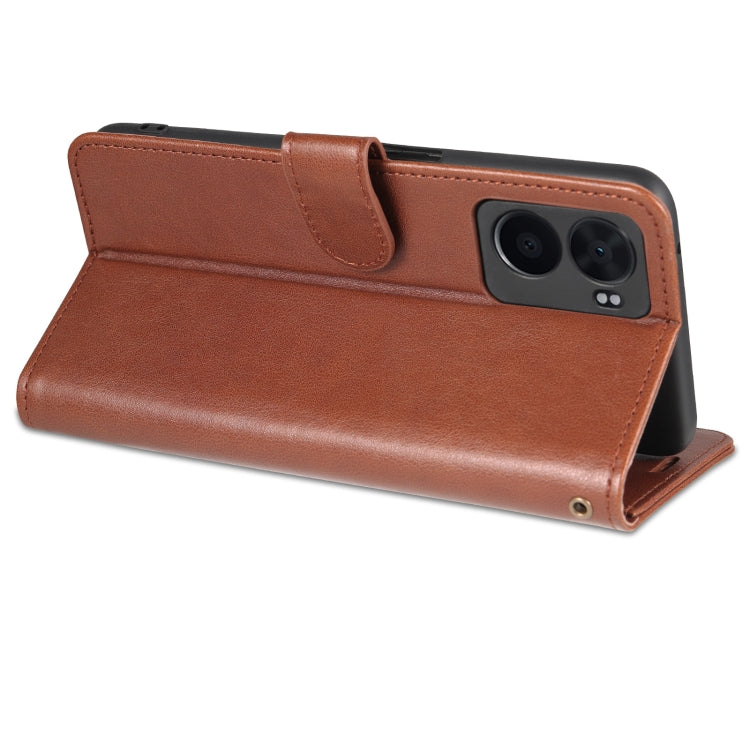 For OPPO A57 5G/Realme Q5i/Realme V23 AZNS Sheepskin Texture Flip Leather Phone Case(Brown)
