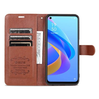 For OPPO A57 5G/Realme Q5i/Realme V23 AZNS Sheepskin Texture Flip Leather Phone Case(Brown)