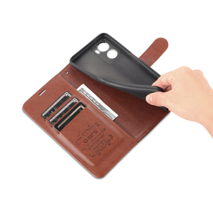 For OPPO A57 5G/Realme Q5i/Realme V23 AZNS Sheepskin Texture Flip Leather Phone Case(Brown)