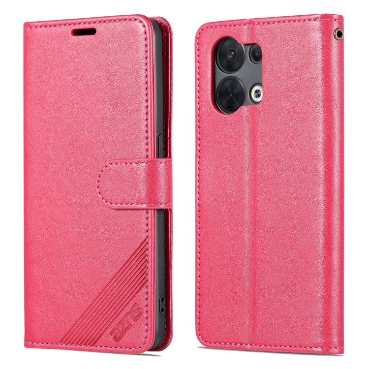 For OPPO Reno8/Reno8 Pro AZNS Sheepskin Texture Flip Leather Phone Case(Red)