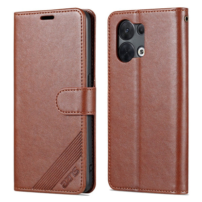 For OPPO Reno8/Reno8 Pro AZNS Sheepskin Texture Flip Leather Phone Case(Brown)