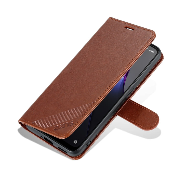 For OPPO Reno8/Reno8 Pro AZNS Sheepskin Texture Flip Leather Phone Case(Brown)