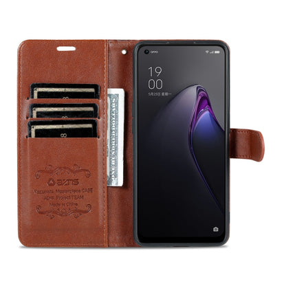 For OPPO Reno8/Reno8 Pro AZNS Sheepskin Texture Flip Leather Phone Case(Brown)