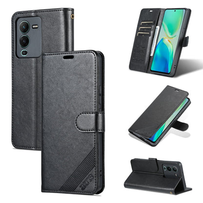 Pour Étui de téléphone en cuir de texture peau de mouton AZNS pour vivo S15 (noir)