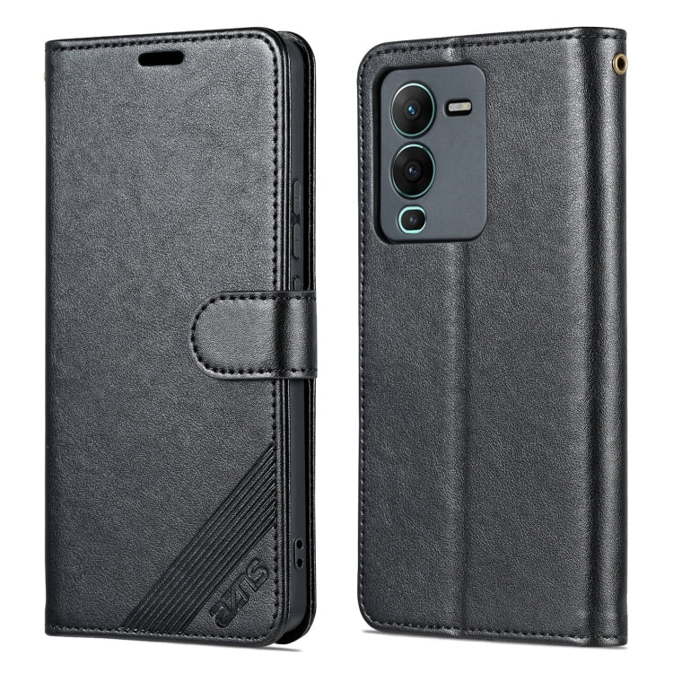 Pour Étui de téléphone en cuir de texture peau de mouton AZNS pour vivo S15 (noir)