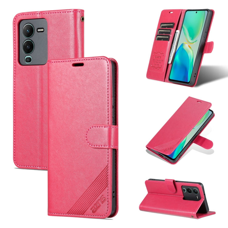 For vivo S15 AZNS Sheepskin Texture Flip Leather Phone Case(Red)