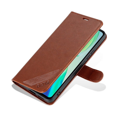 Pour étui de téléphone en cuir rabattable à texture peau de mouton AZNS pour vivo S15 (marron)
