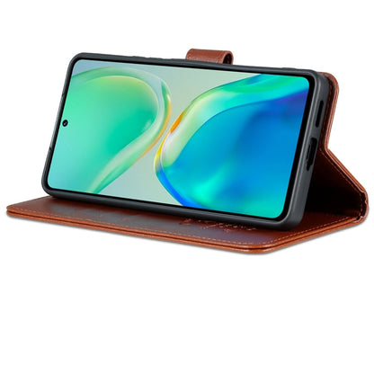 Pour étui de téléphone en cuir rabattable à texture peau de mouton AZNS pour vivo S15 (marron)