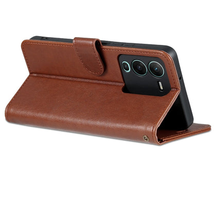 Pour étui de téléphone en cuir rabattable à texture peau de mouton AZNS pour vivo S15 (marron)