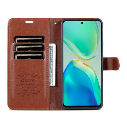 Pour étui de téléphone en cuir rabattable à texture peau de mouton AZNS pour vivo S15 (marron)