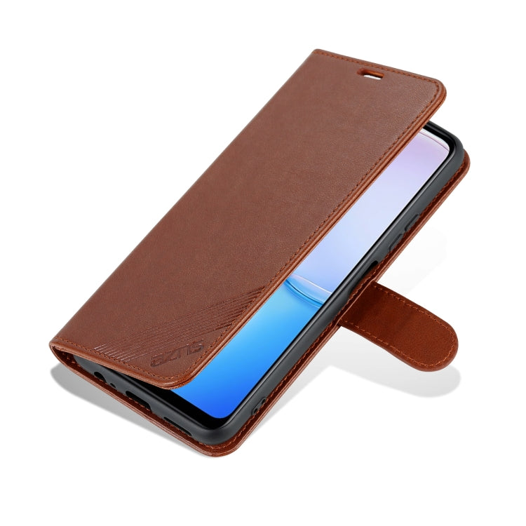 Pour Huawei Maimang 11 Étui de Téléphone en Cuir à Rabat Texture Peau de Mouton AZNS (Marron)