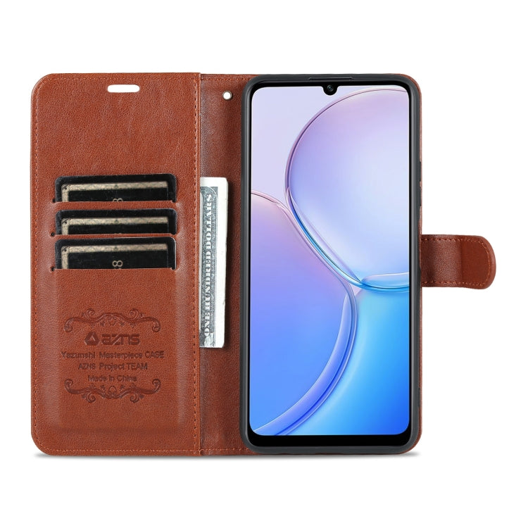 Pour Huawei Maimang 11 Étui de Téléphone en Cuir à Rabat Texture Peau de Mouton AZNS (Marron)