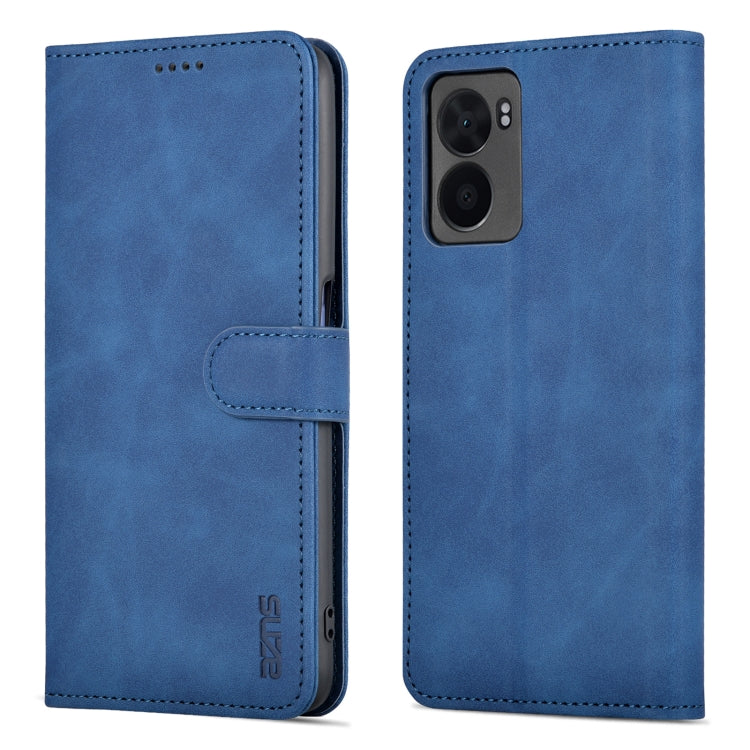 For OPPO A57 5G/Realme Q5i/Realme V23 AZNS Skin Feel Calf Texture Flip Leather Phone Case(Blue)
