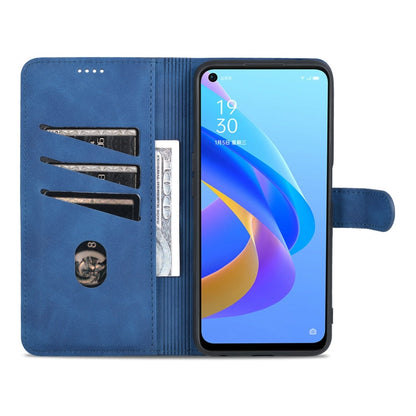 For OPPO A57 5G/Realme Q5i/Realme V23 AZNS Skin Feel Calf Texture Flip Leather Phone Case(Blue)