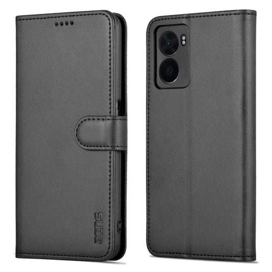 For OPPO A57 5G/Realme Q5i/Realme V23 AZNS Skin Feel Calf Texture Flip Leather Phone Case(Black)