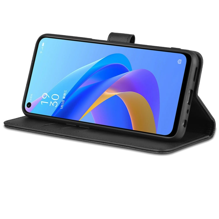 For OPPO A57 5G/Realme Q5i/Realme V23 AZNS Skin Feel Calf Texture Flip Leather Phone Case(Black)