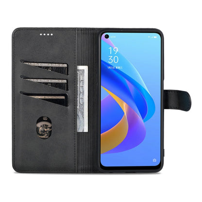 For OPPO A57 5G/Realme Q5i/Realme V23 AZNS Skin Feel Calf Texture Flip Leather Phone Case(Black)