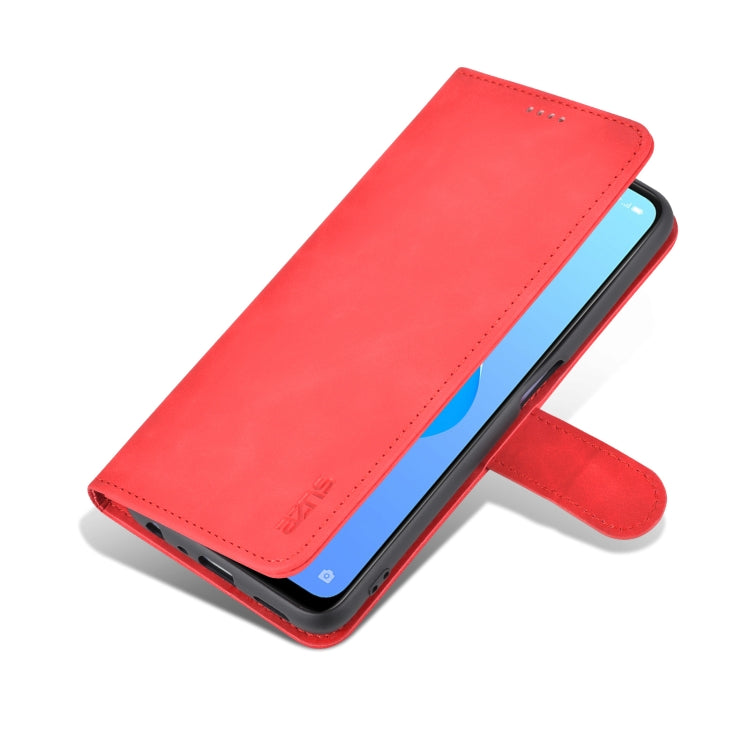 For OPPO A57 5G/Realme Q5i/Realme V23 AZNS Skin Feel Calf Texture Flip Leather Phone Case(Red)