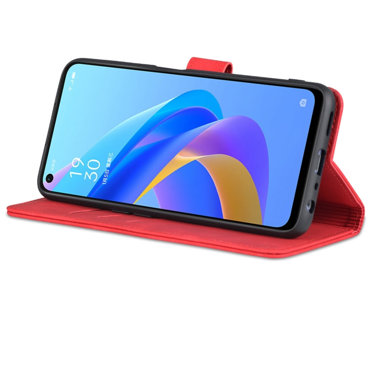 For OPPO A57 5G/Realme Q5i/Realme V23 AZNS Skin Feel Calf Texture Flip Leather Phone Case(Red)