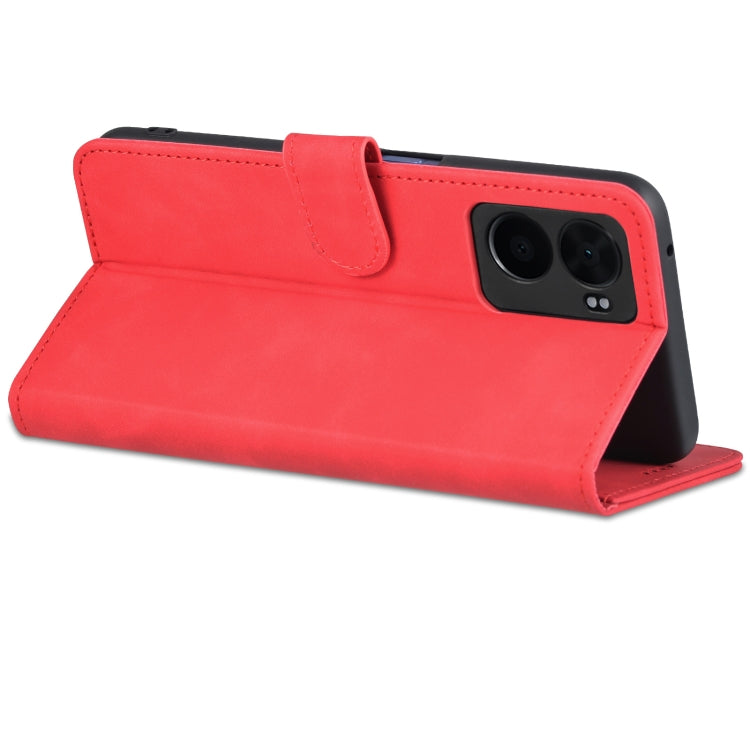 For OPPO A57 5G/Realme Q5i/Realme V23 AZNS Skin Feel Calf Texture Flip Leather Phone Case(Red)