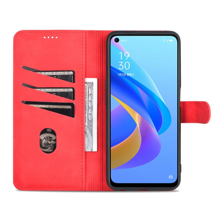 For OPPO A57 5G/Realme Q5i/Realme V23 AZNS Skin Feel Calf Texture Flip Leather Phone Case(Red)
