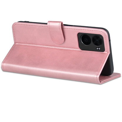 For OPPO A57 5G/Realme Q5i/Realme V23 AZNS Skin Feel Calf Texture Flip Leather Phone Case(Rose Gold)