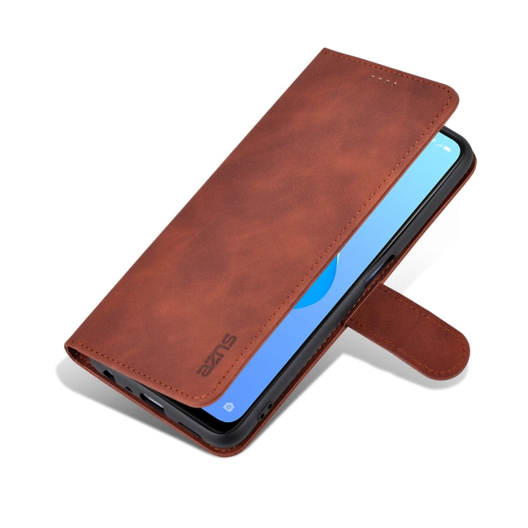 For OPPO A57 5G/Realme Q5i/Realme V23 AZNS Skin Feel Calf Texture Flip Leather Phone Case(Brown)