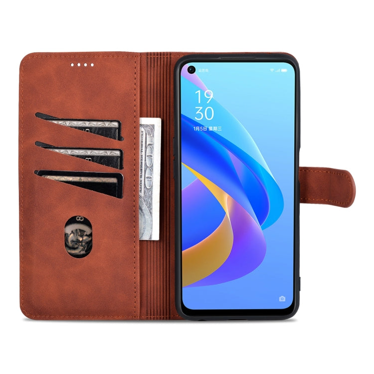 For OPPO A57 5G/Realme Q5i/Realme V23 AZNS Skin Feel Calf Texture Flip Leather Phone Case(Brown)