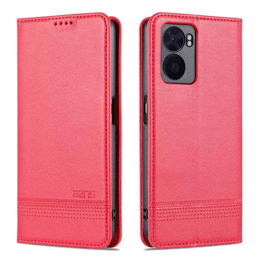 For OPPO A57 5G/Realme Q5i/Realme V23 AZNS Magnetic Calf Texture Flip Leather Phone Case(Red)