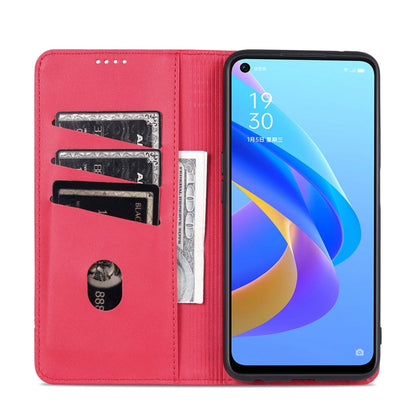 For OPPO A57 5G/Realme Q5i/Realme V23 AZNS Magnetic Calf Texture Flip Leather Phone Case(Red)