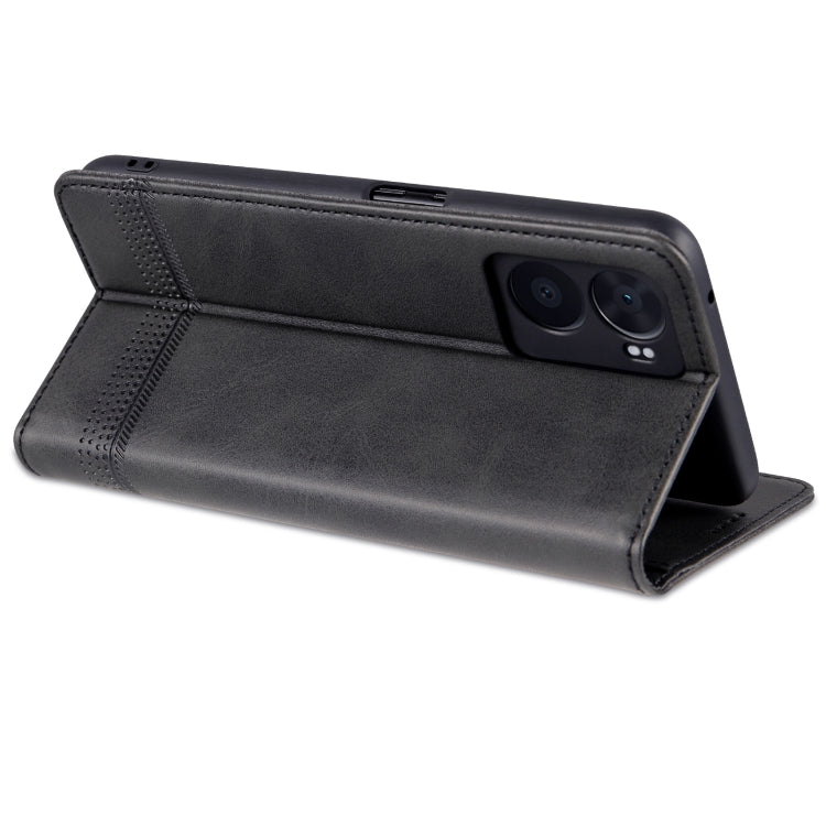 For OPPO A57 5G/Realme Q5i/Realme V23 AZNS Magnetic Calf Texture Flip Leather Phone Case(Black)