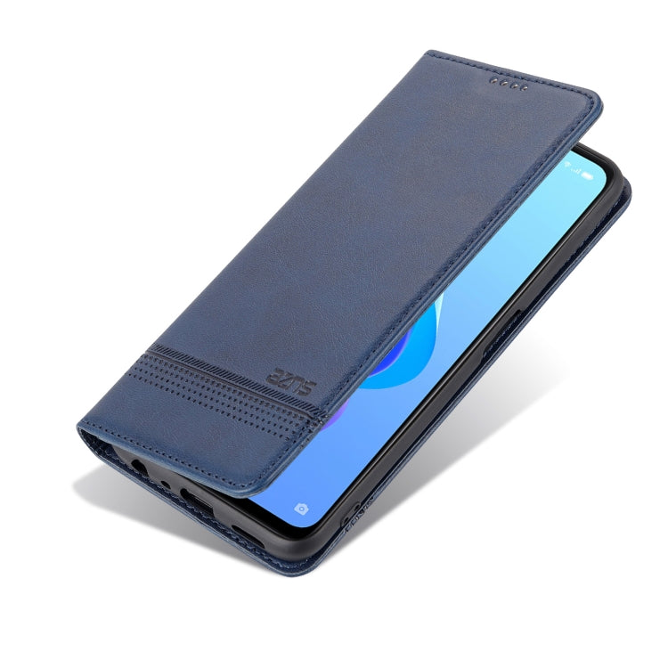 For OPPO A57 5G/Realme Q5i/Realme V23 AZNS Magnetic Calf Texture Flip Leather Phone Case(Dark Blue)