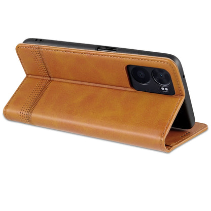 For OPPO A57 5G/Realme Q5i/Realme V23 AZNS Magnetic Calf Texture Flip Leather Phone Case(Light Brown)