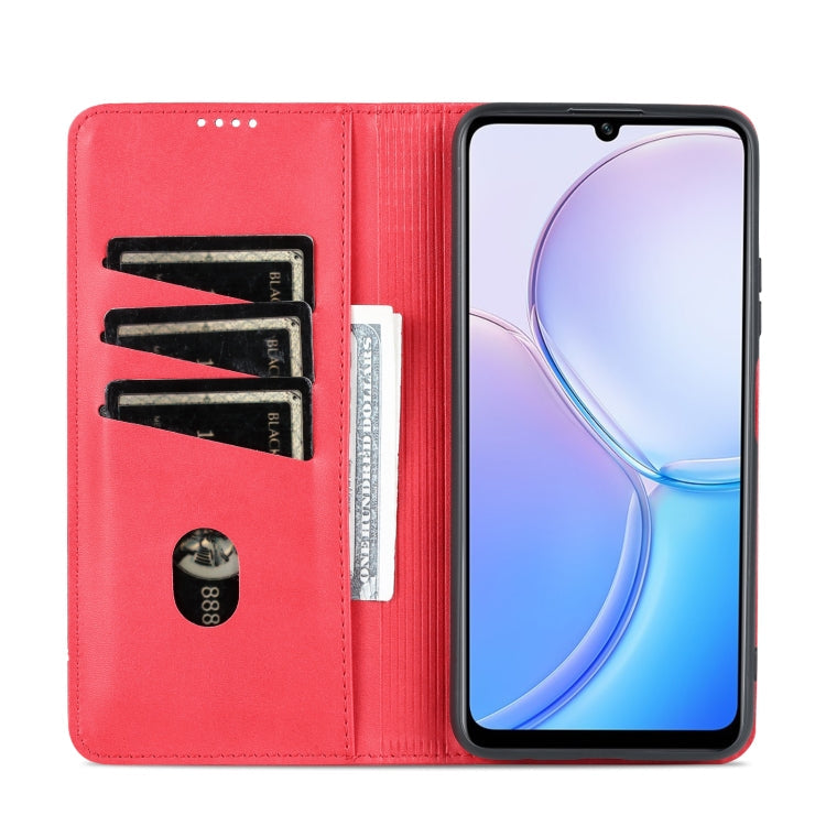 For Huawei Maimang 11 AZNS Magnetic Calf Texture Flip Leather Phone Case(Red)