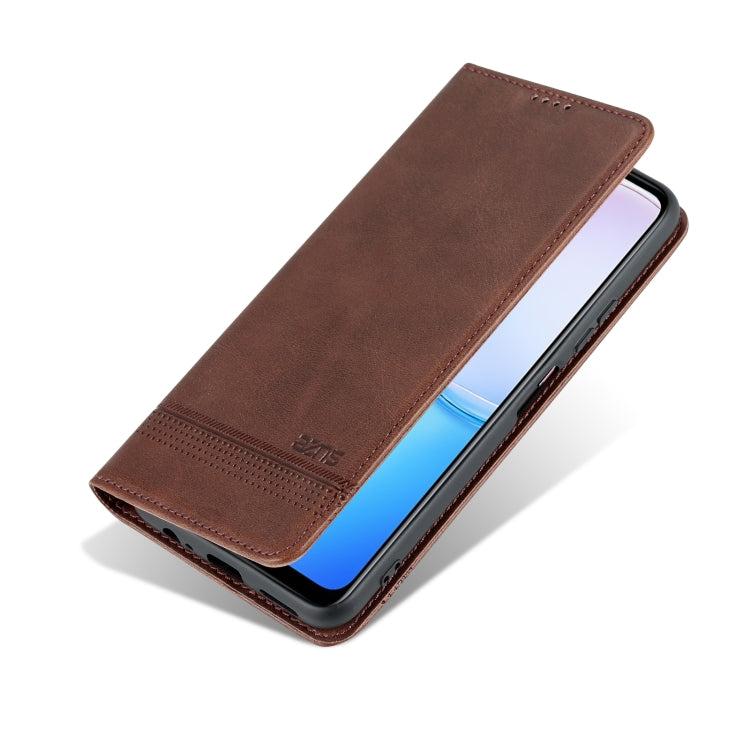 For Huawei Maimang 11 AZNS Magnetic Calf Texture Flip Leather Phone Case(Dark Brown)