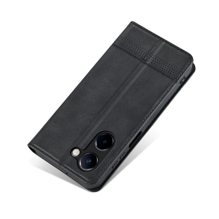 For vivo Y100i 5G AZNS Magnetic Calf Texture Leather Phone Case(Black)