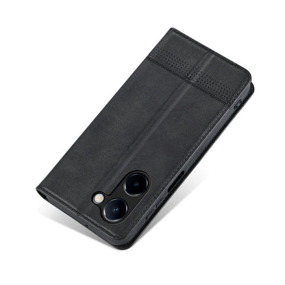 For vivo Y100i 5G AZNS Magnetic Calf Texture Leather Phone Case(Black)