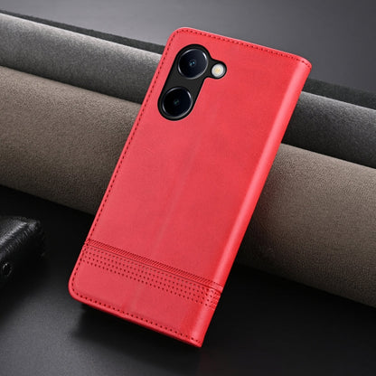 For vivo Y100i 5G AZNS Magnetic Calf Texture Leather Phone Case(Red)