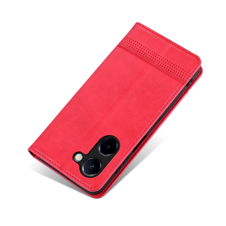 For vivo Y100i 5G AZNS Magnetic Calf Texture Leather Phone Case(Red)