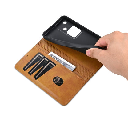 For vivo S18 AZNS Magnetic Calf Texture Leather Phone Case(Light Brown)