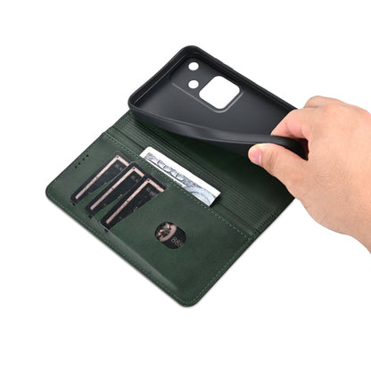 For vivo S18 AZNS Magnetic Calf Texture Leather Phone Case(Dark Green)