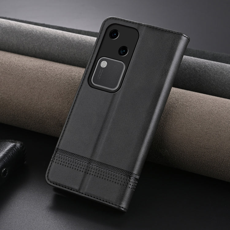 For vivo S18 AZNS Magnetic Calf Texture Leather Phone Case(Black)